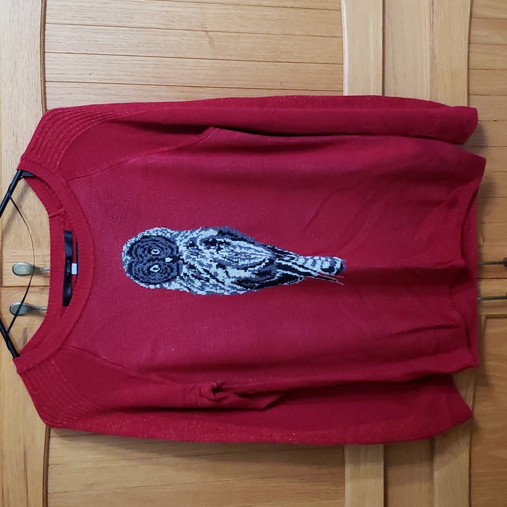 Kensie Owl Sweater, red